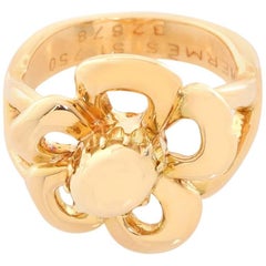 Hermes 18 Karat Yellow Gold Flower Shaped Ring
