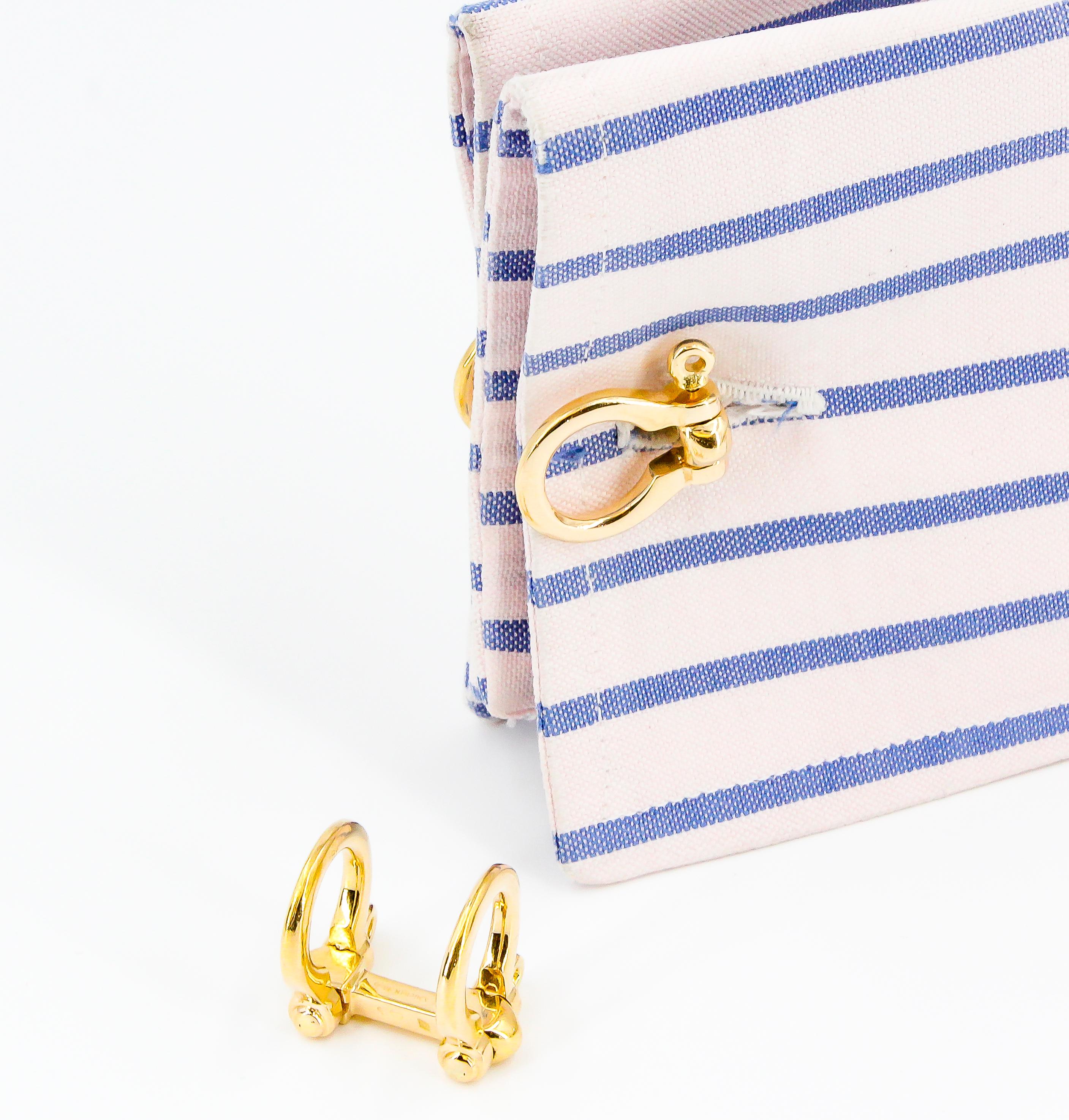Men's Hermès 18 Karat Yellow Gold Stirrup Folding Cufflinks