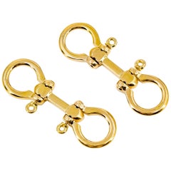 Hermès 18 Karat Yellow Gold Stirrup Folding Cufflinks