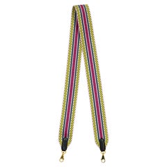 Hermes '18 Multicolor Toile Canvas Noir Leather Sangle Cavale 50mm Bag Strap