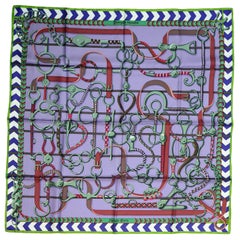 Hermes '18 Purple/Multicolor Panoplie Equestre By Virginie Jamin 90CM Silk Scarf