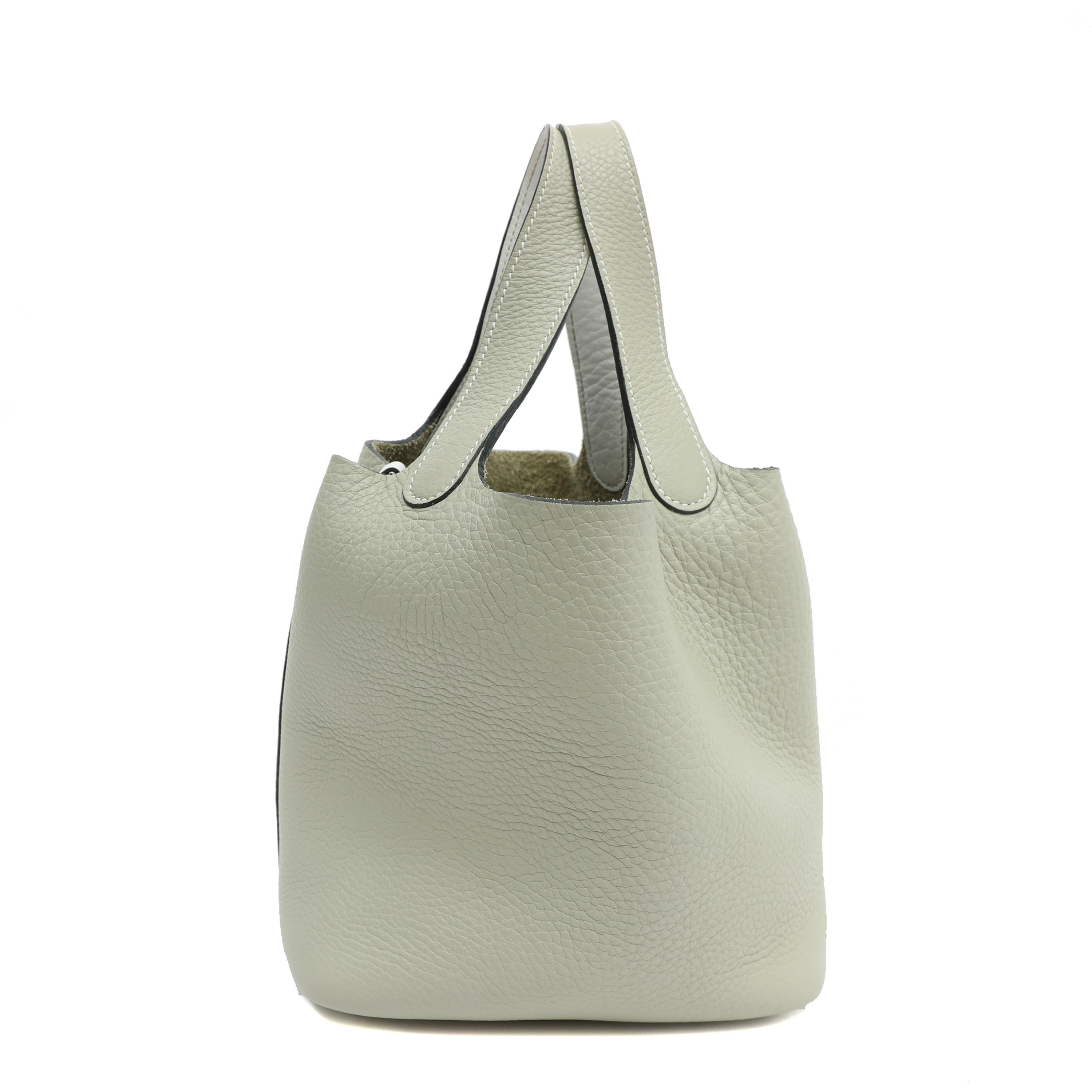 Hermes Picotin 18cm Sauge White Clemence Bi Color For Sale at 1stDibs