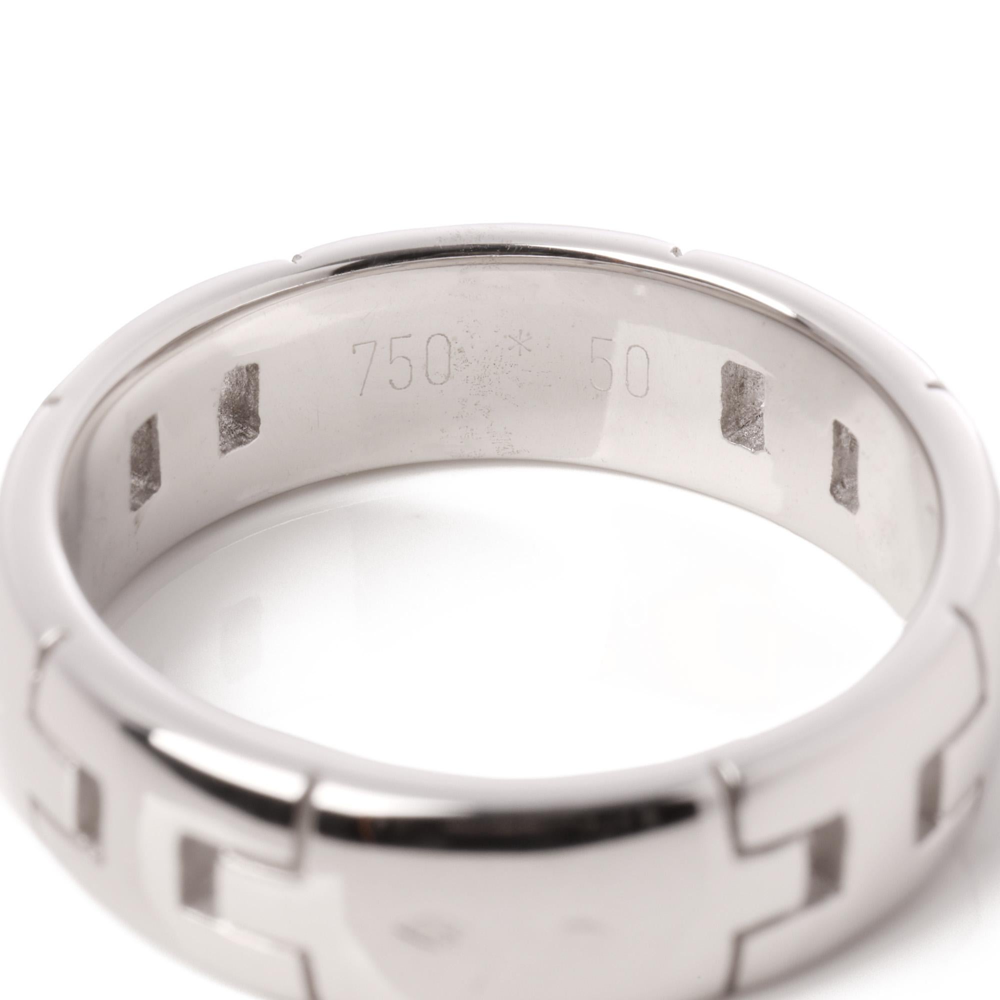 Hermès 18ct White Gold Hercules Band Ring In condizioni ottime in vendita a Bishop's Stortford, Hertfordshire