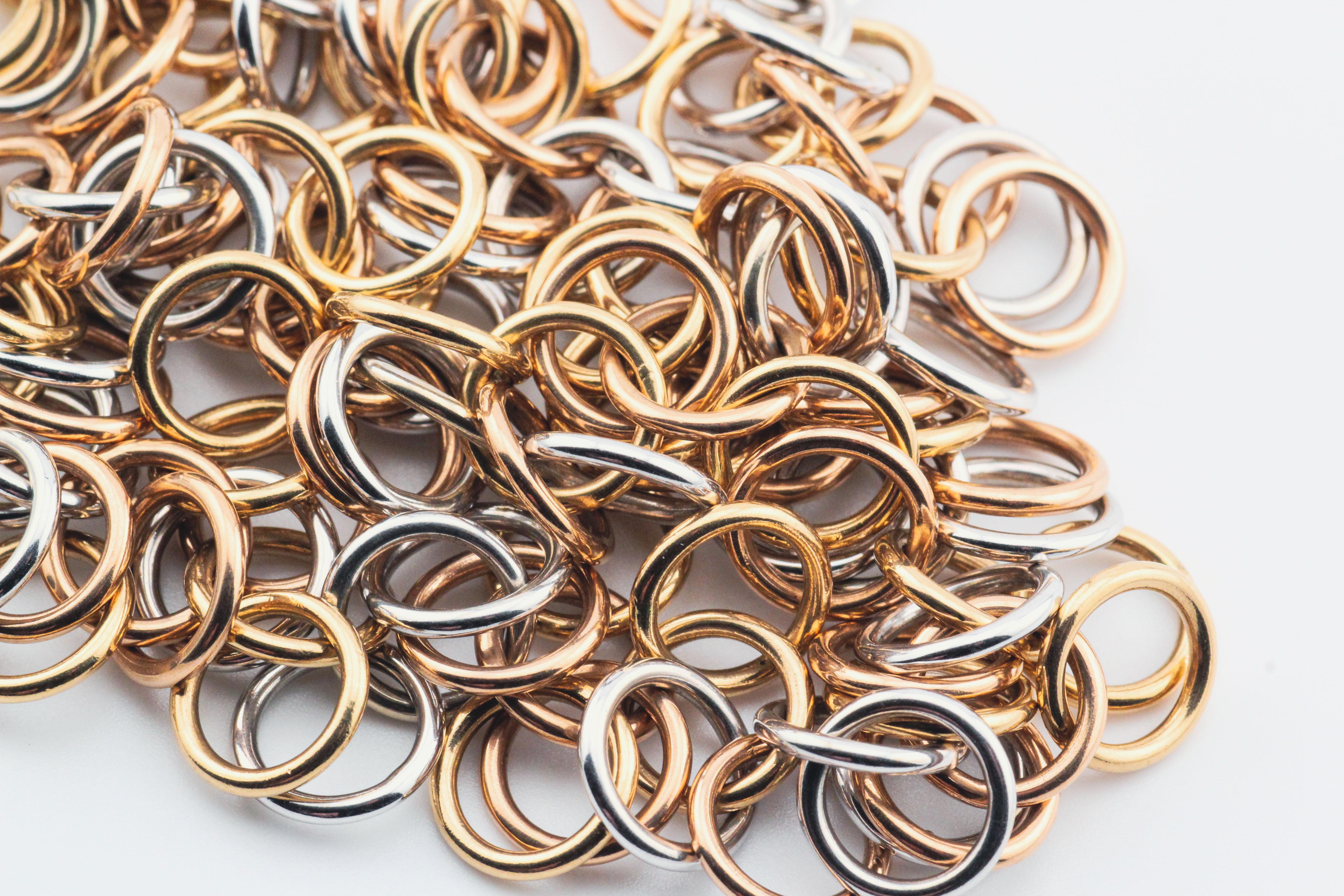 Women's or Men's Hermès 18k 3 Color Gold Small Circle Link Bracelet For Sale