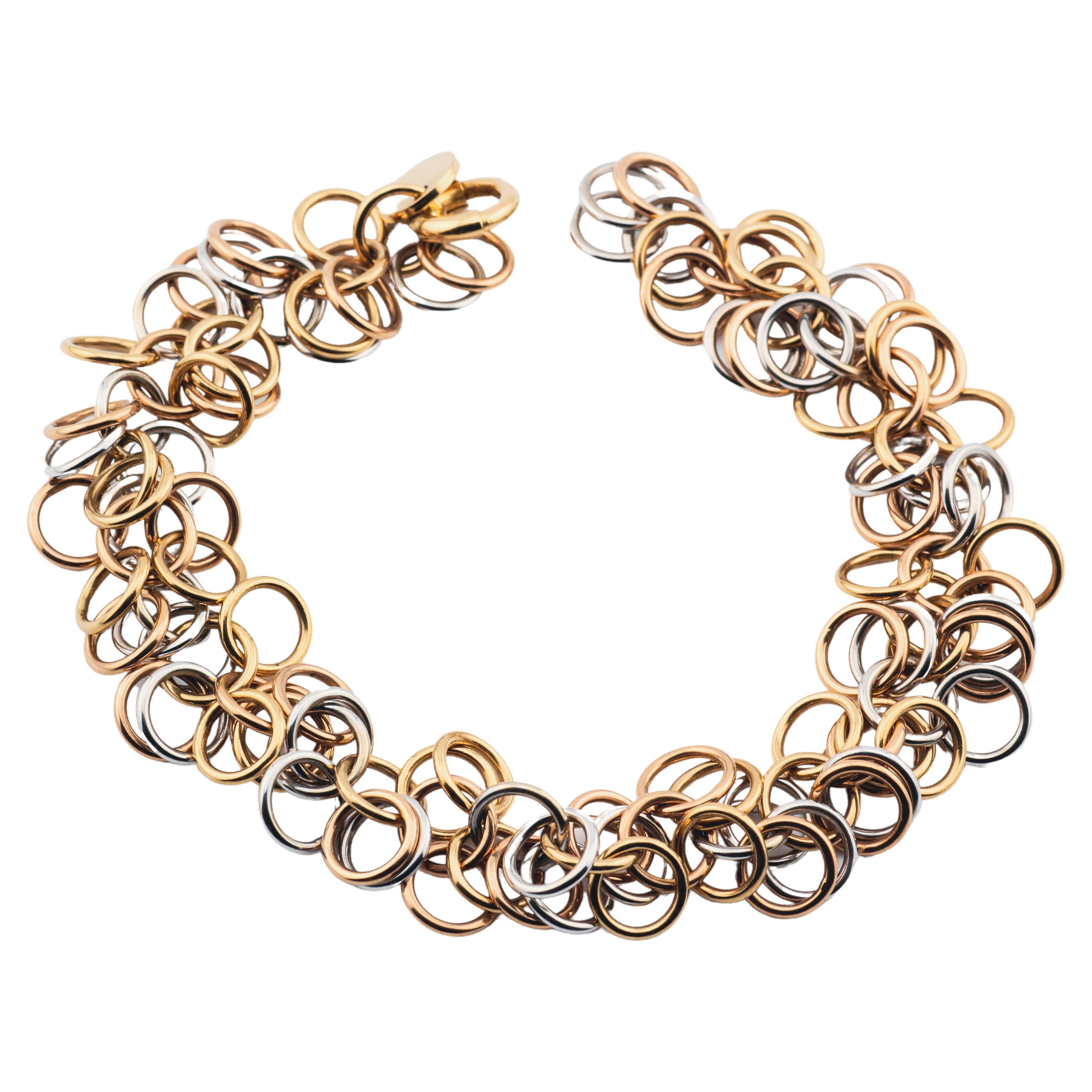 Hermès 18k 3 Color Gold Small Circle Link Bracelet For Sale