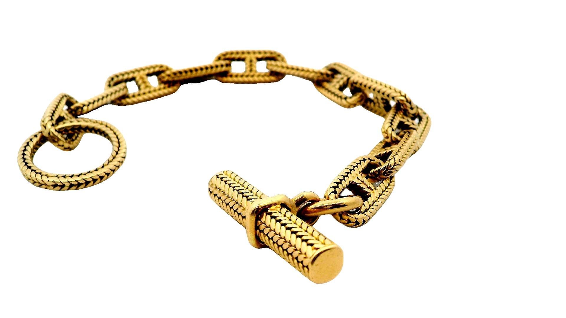 Hermes 18k Ancre Chain Bracelet by Georges L'Enfant W/Box In Excellent Condition In Great Neck Plaza, NY