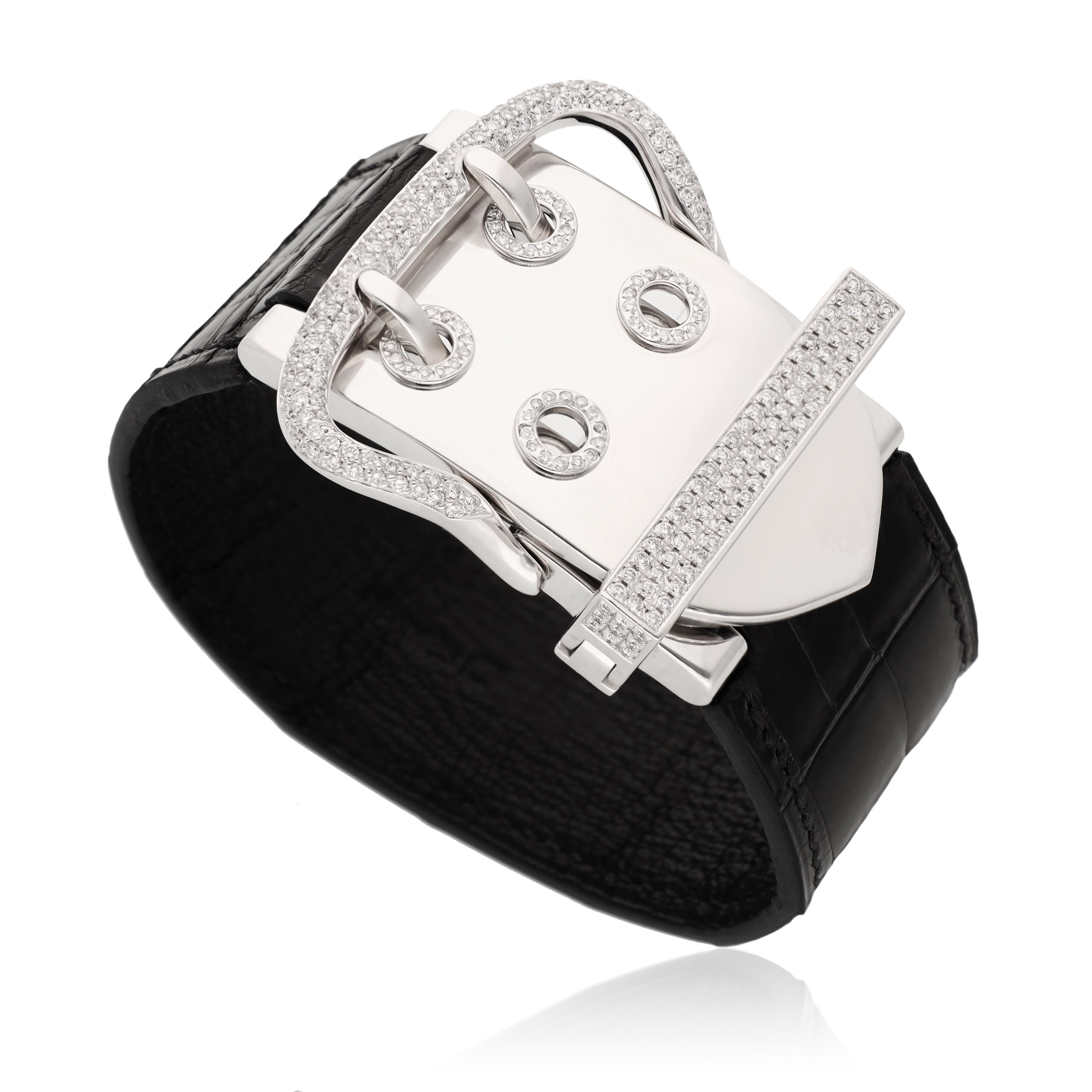 Taille ronde Hermès 18K Boucle Sellier TGM Bracelet en vente