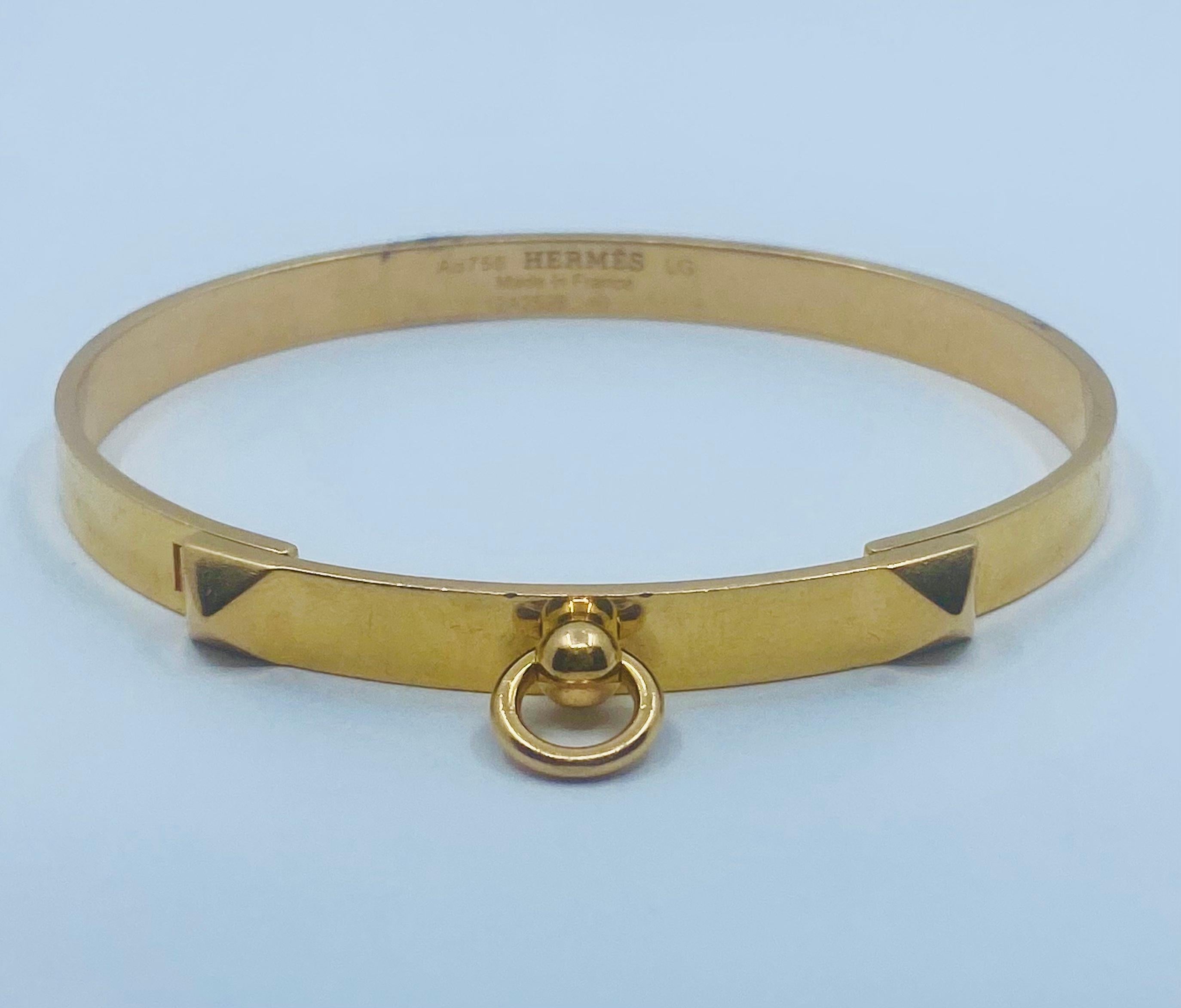 Hermes 18K Gold Bangle Bracelet In Excellent Condition In Beverly Hills, CA