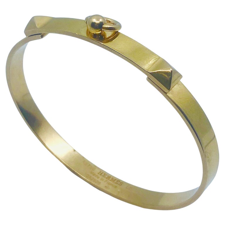Hermes 18K Gold Bangle Bracelet For Sale at 1stDibs