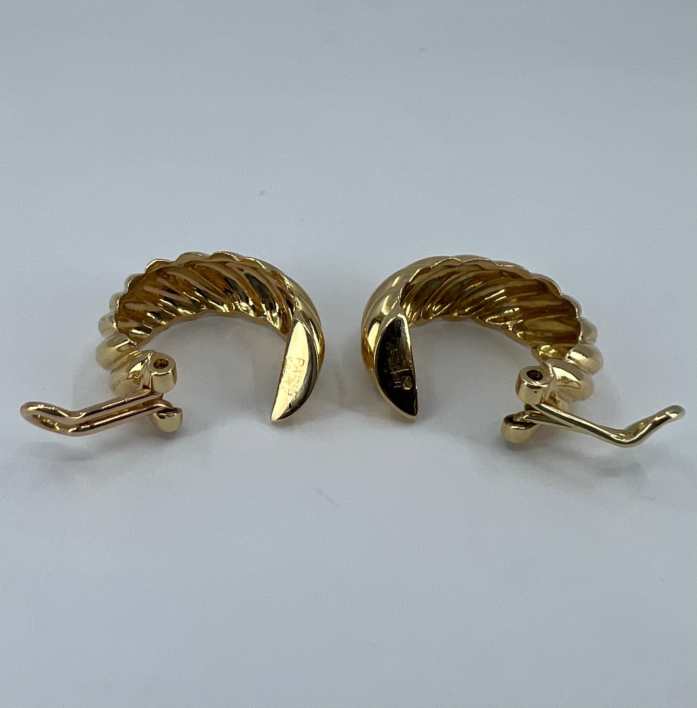 Women's Hermes 18k Gold Hoop Earrings