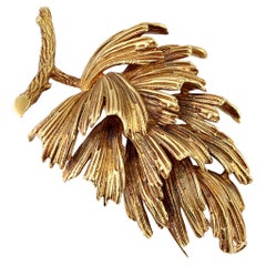 Hermes, 18k Gold Leaf Brooch