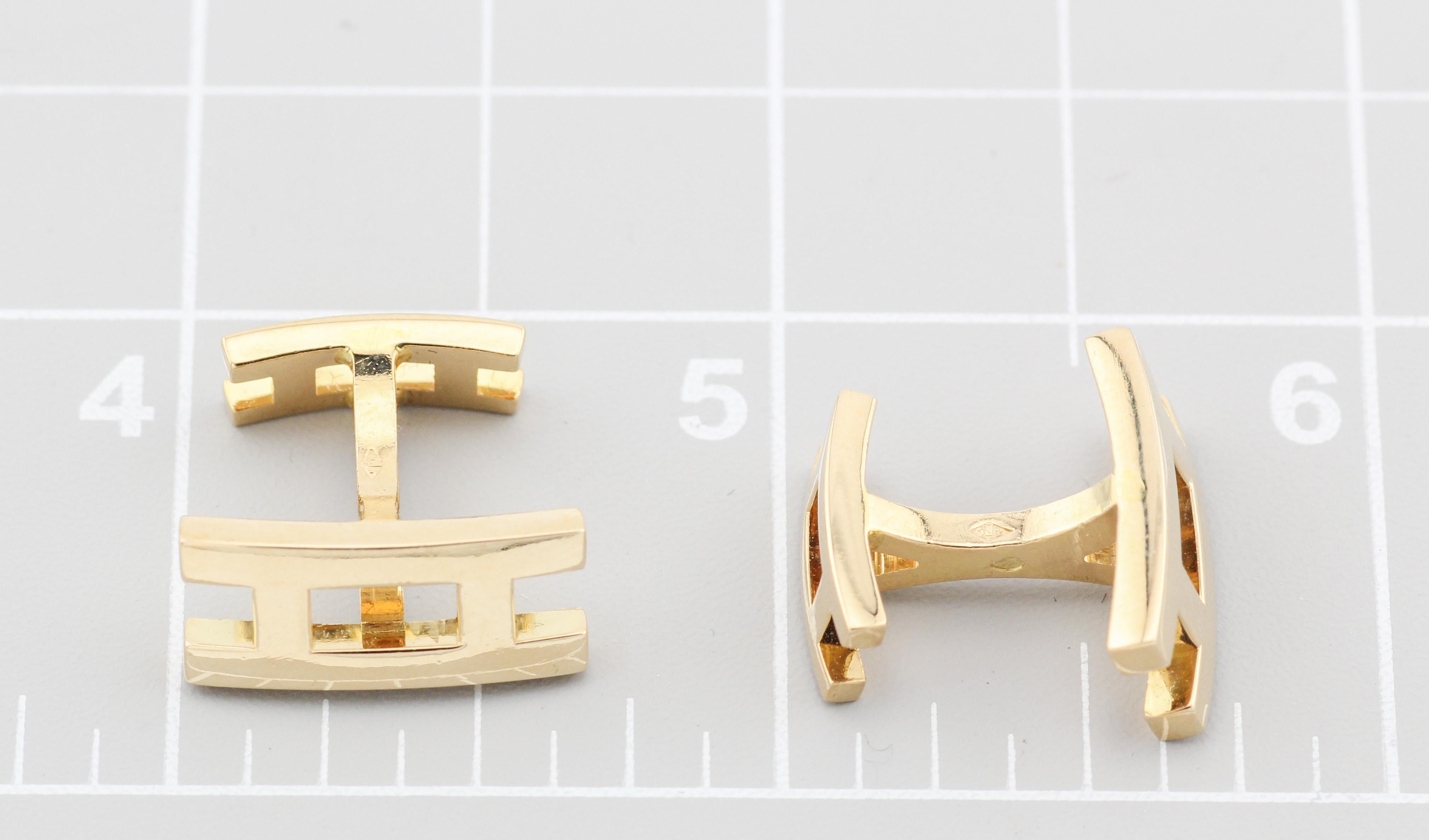 Hermes 18k Gold Parallel Cufflinks For Sale 1