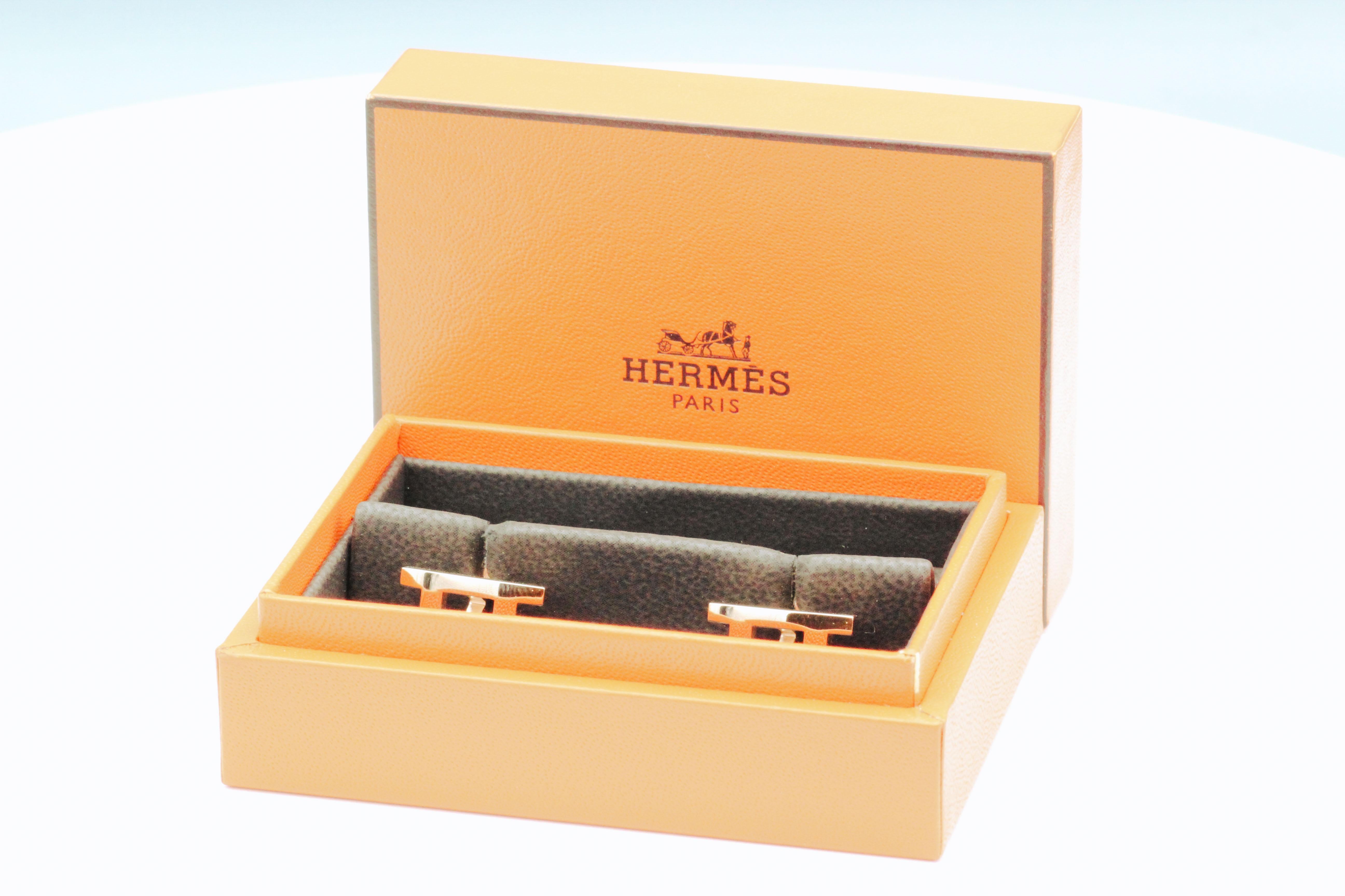Hermes 18k Gold Parallel Cufflinks For Sale 3