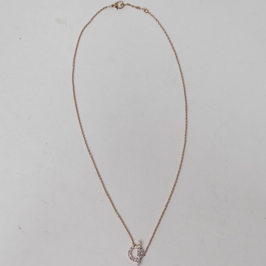 Round Cut Hermès 18k Gold San Coloris Diamond Finesse Pendant Necklace