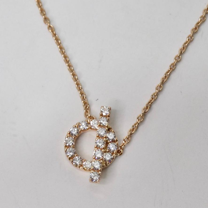 Hermès 18k Gold San Coloris Diamond Finesse Pendant Necklace In New Condition In Scottsdale, AZ