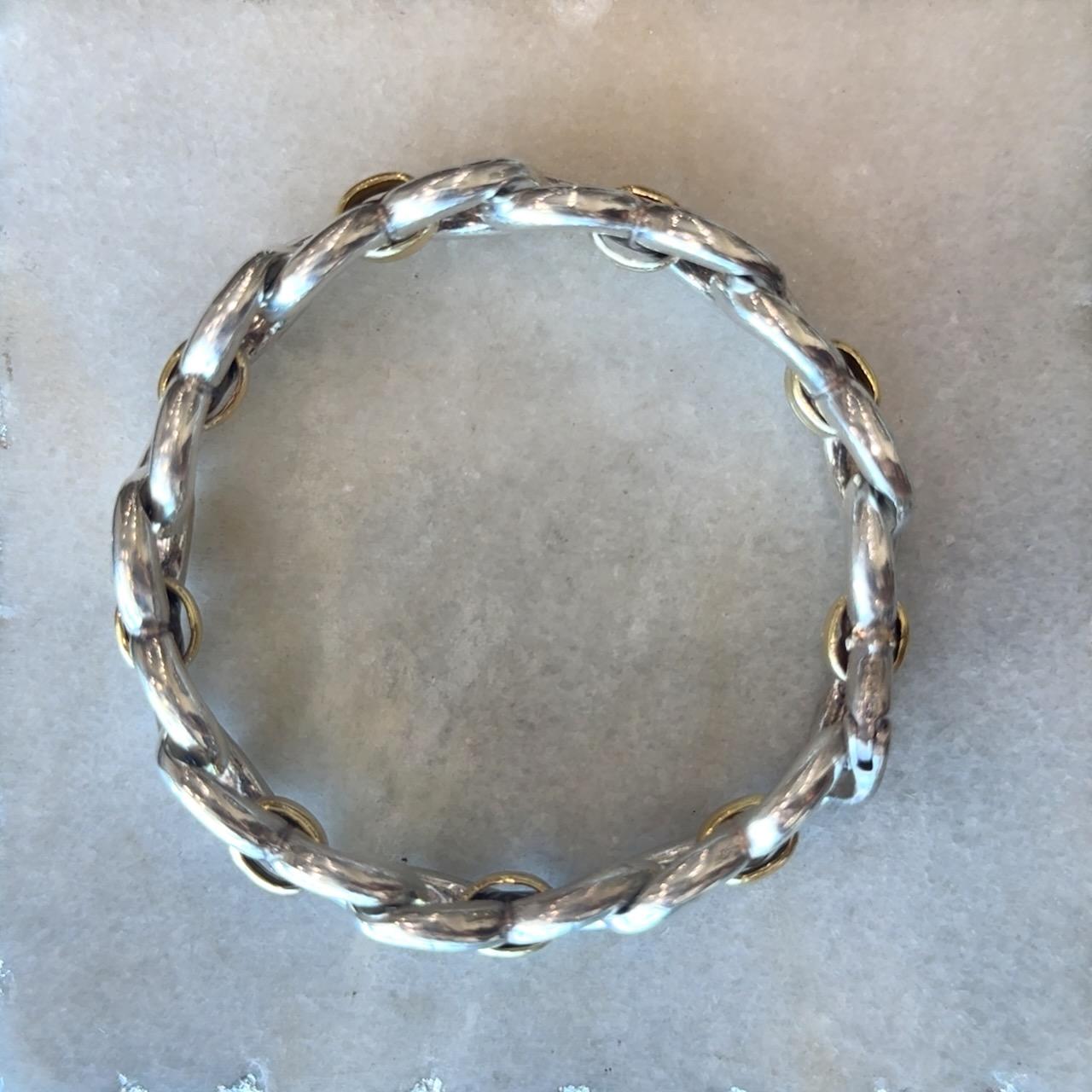 Femenino o masculino HERMÈS Pulsera de eslabones de oro de 18 quilates y plata de ley en venta