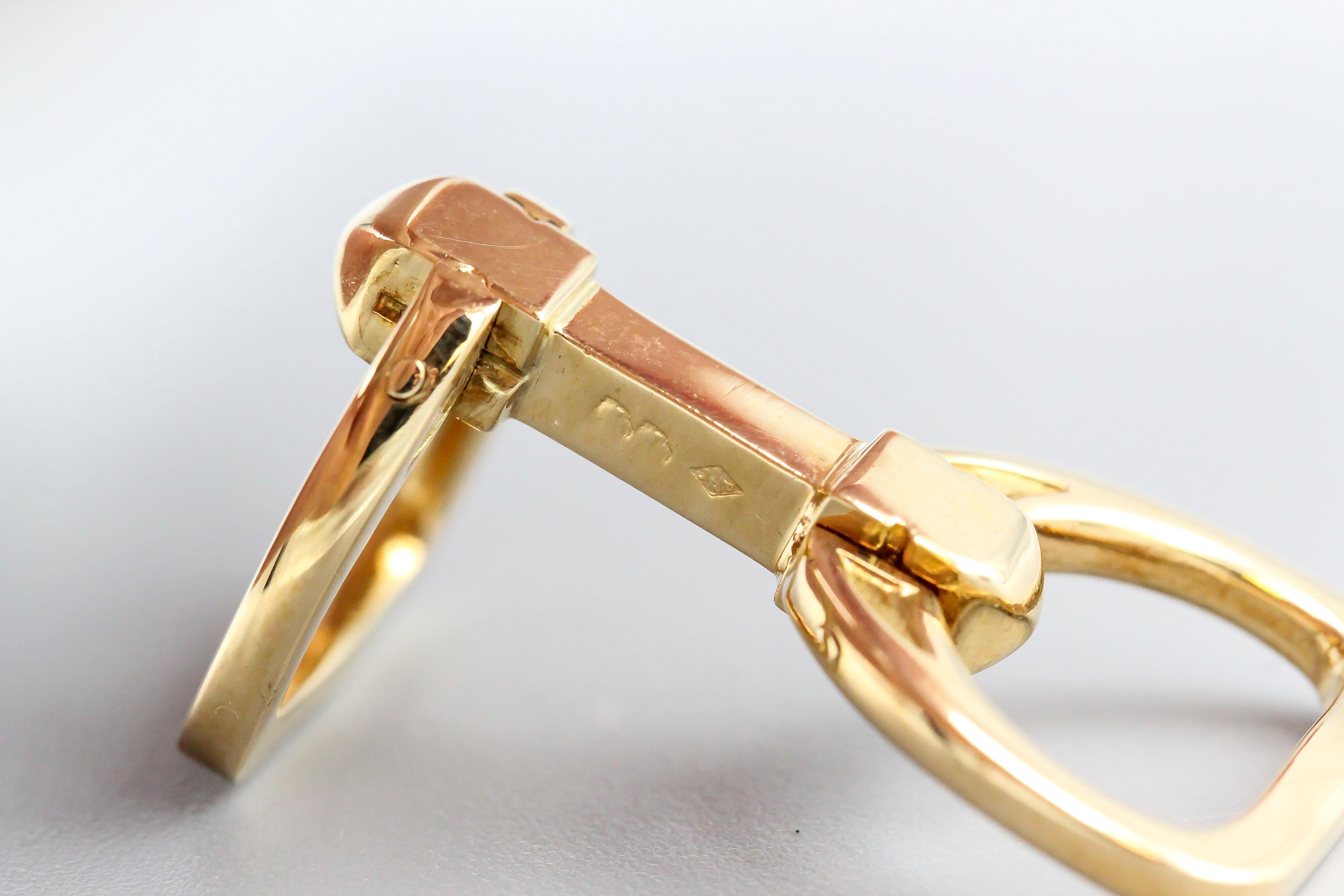 Contemporary Hermes 18k Gold Stirrup Cufflinks