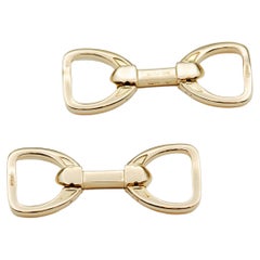 Retro Hermes 18k Gold Stirrup Cufflinks