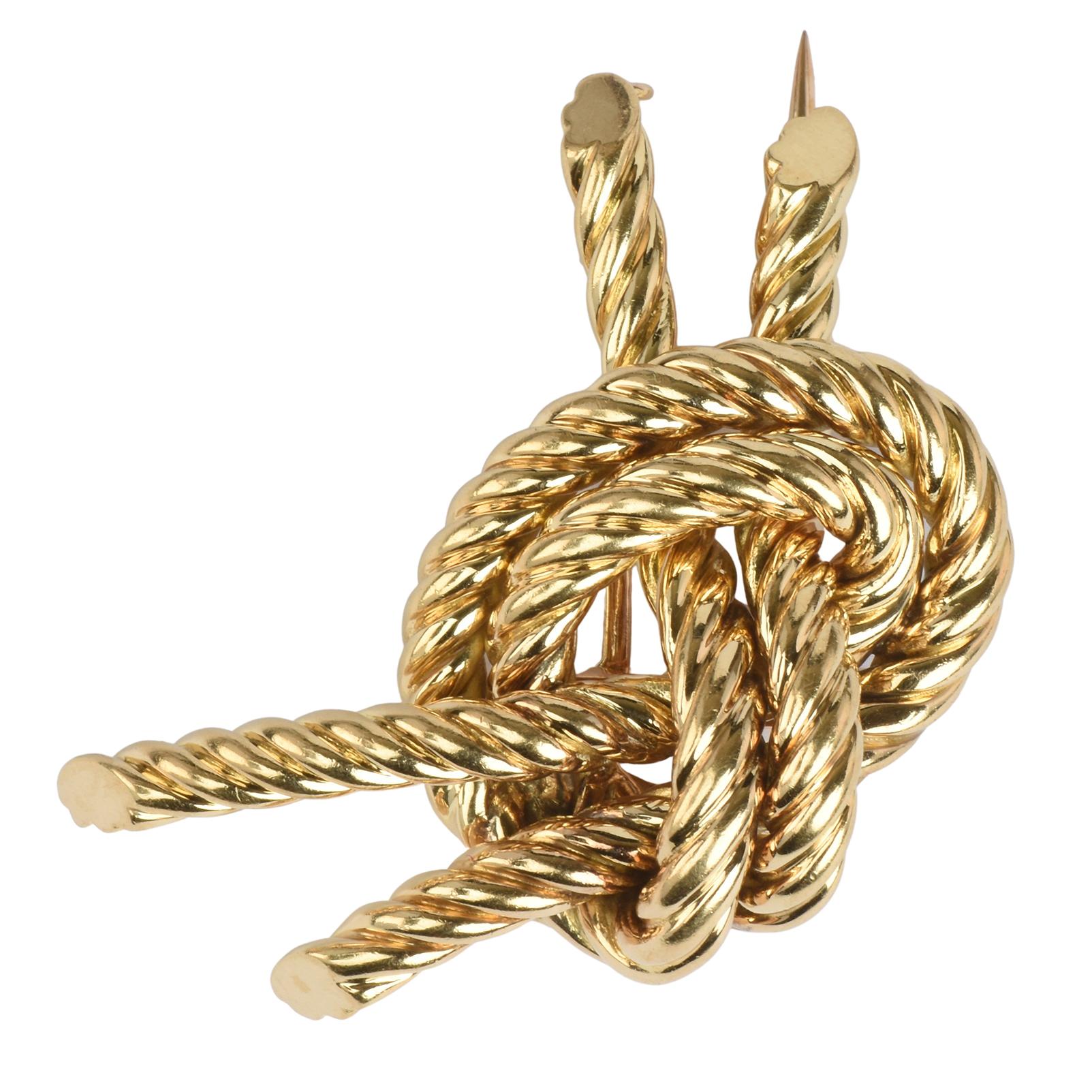 18 Karat Gold Tied Rope Knotenbrosche von Georges L''enfant Damen