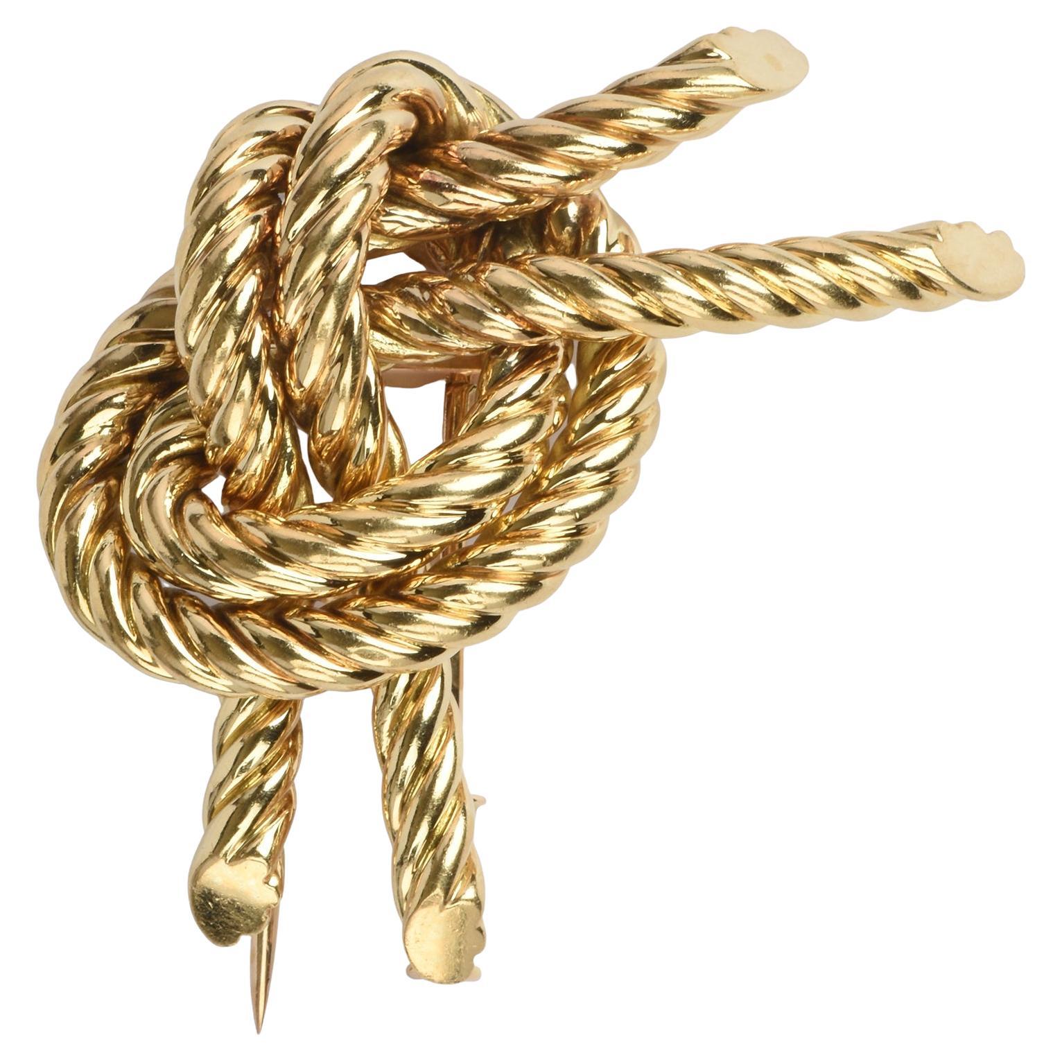 Hermes 18K Gold Tied Rope Knot Brooch by Georges L'enfant
