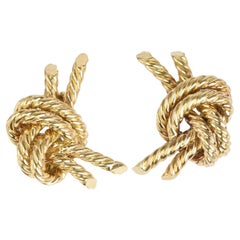 Hermes 18K Gold Tied Rope Knot Earrings by Georges L'enfant
