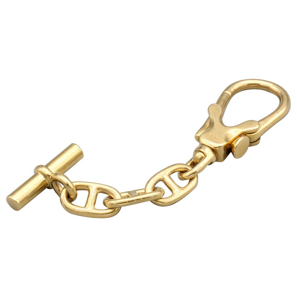 Hermes 18 Karat Gold Toggle Link Keychain at 1stDibs | 18k gold keychain