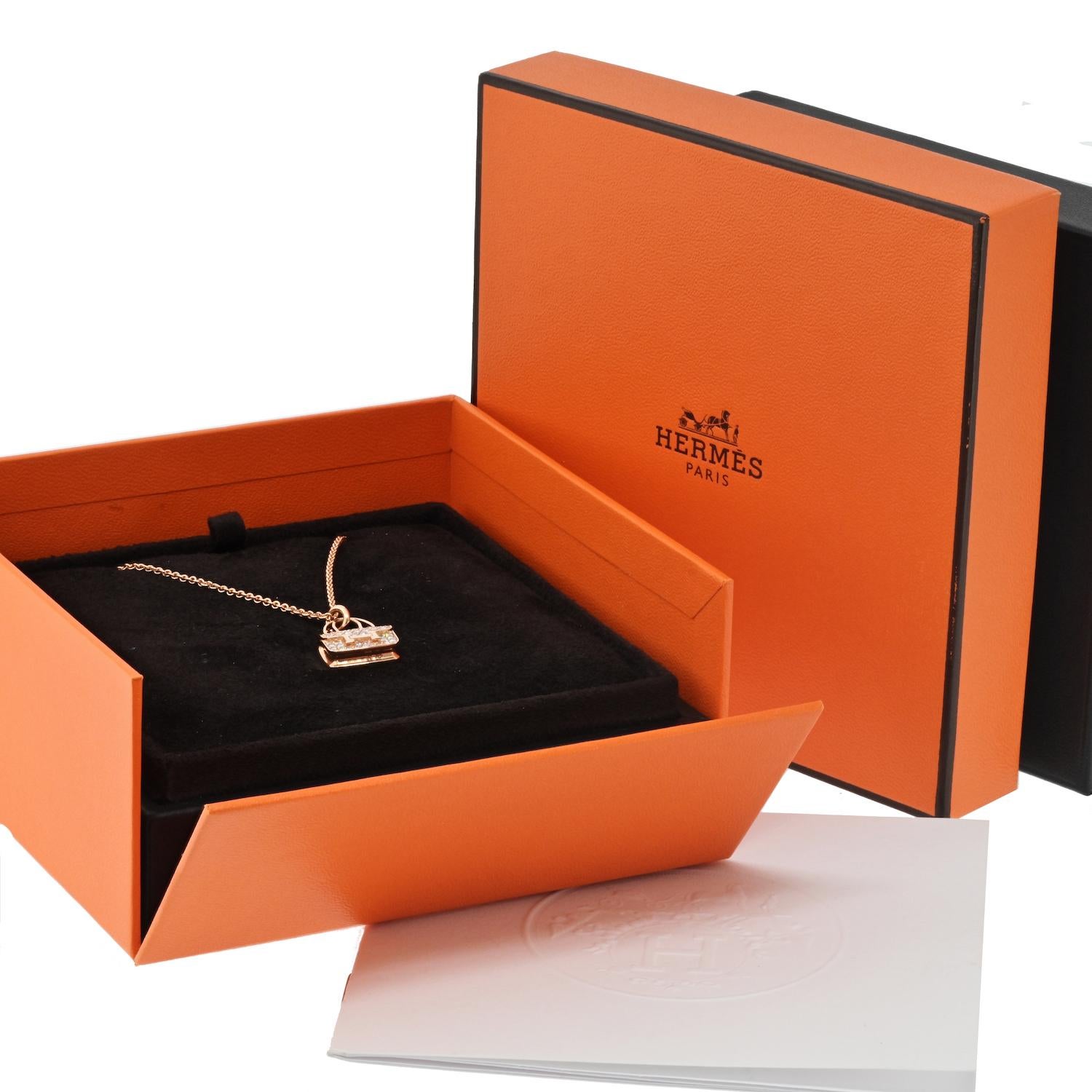 Women's Hermes 18K Rose Gold Amulettes Constance Pendant Necklace For Sale