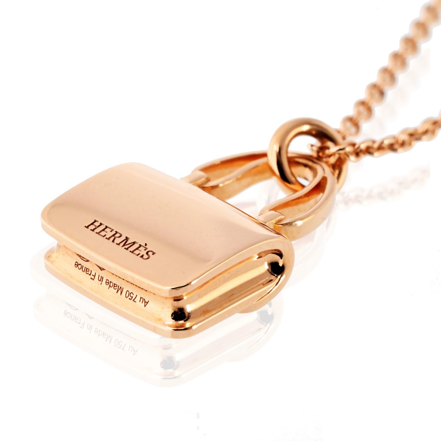 Hermes 18K Rose Gold Amulettes Constance Pendant Necklace For Sale 1