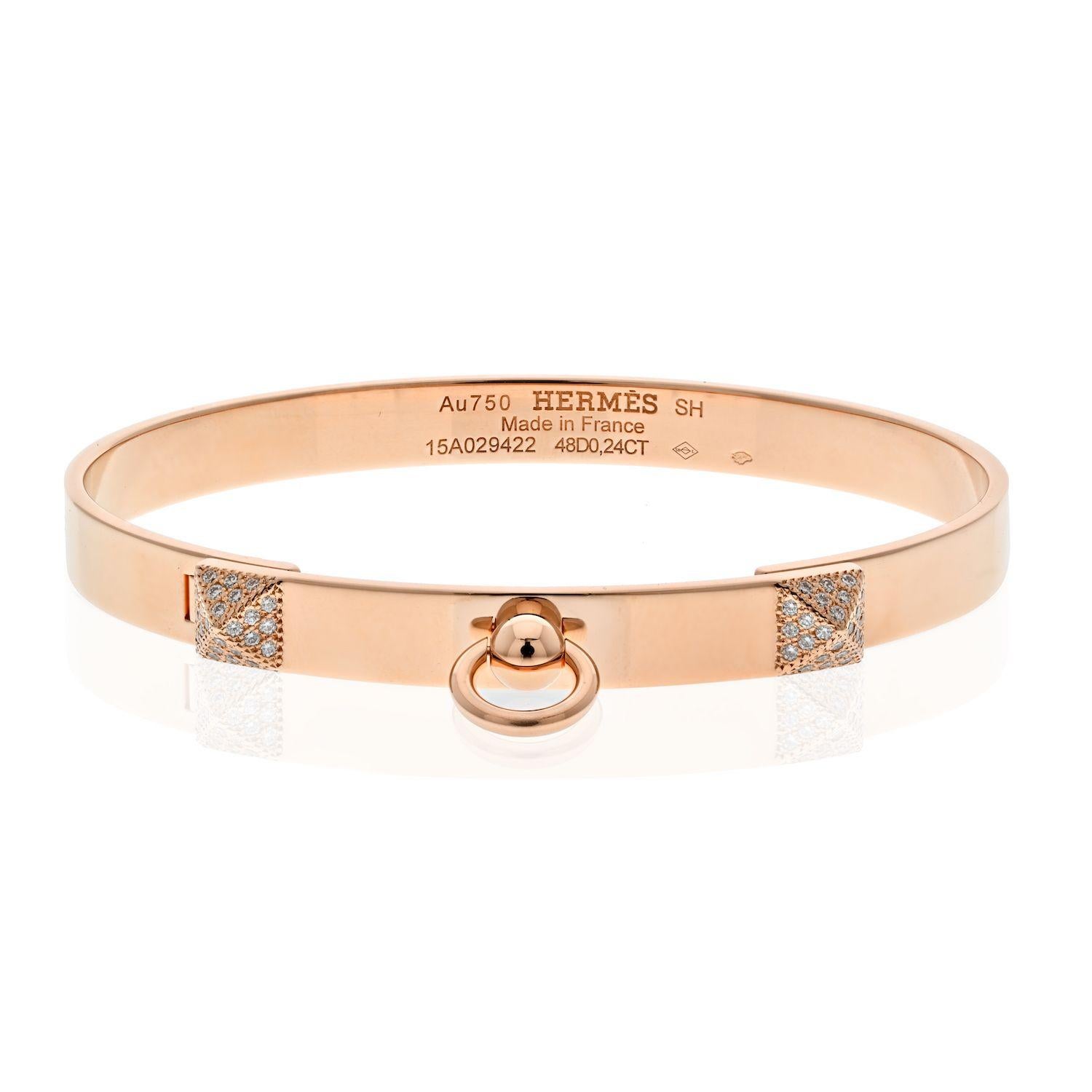 Modern Hermes 18K Rose Gold Collier De Chien Bracelet