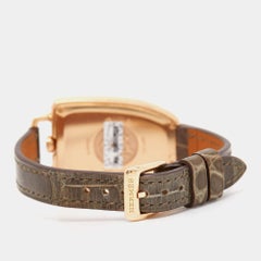 Hermes 18k Rose Gold Diamond Alligator Galop d'Hermès Women's Wristwatch 26 mm