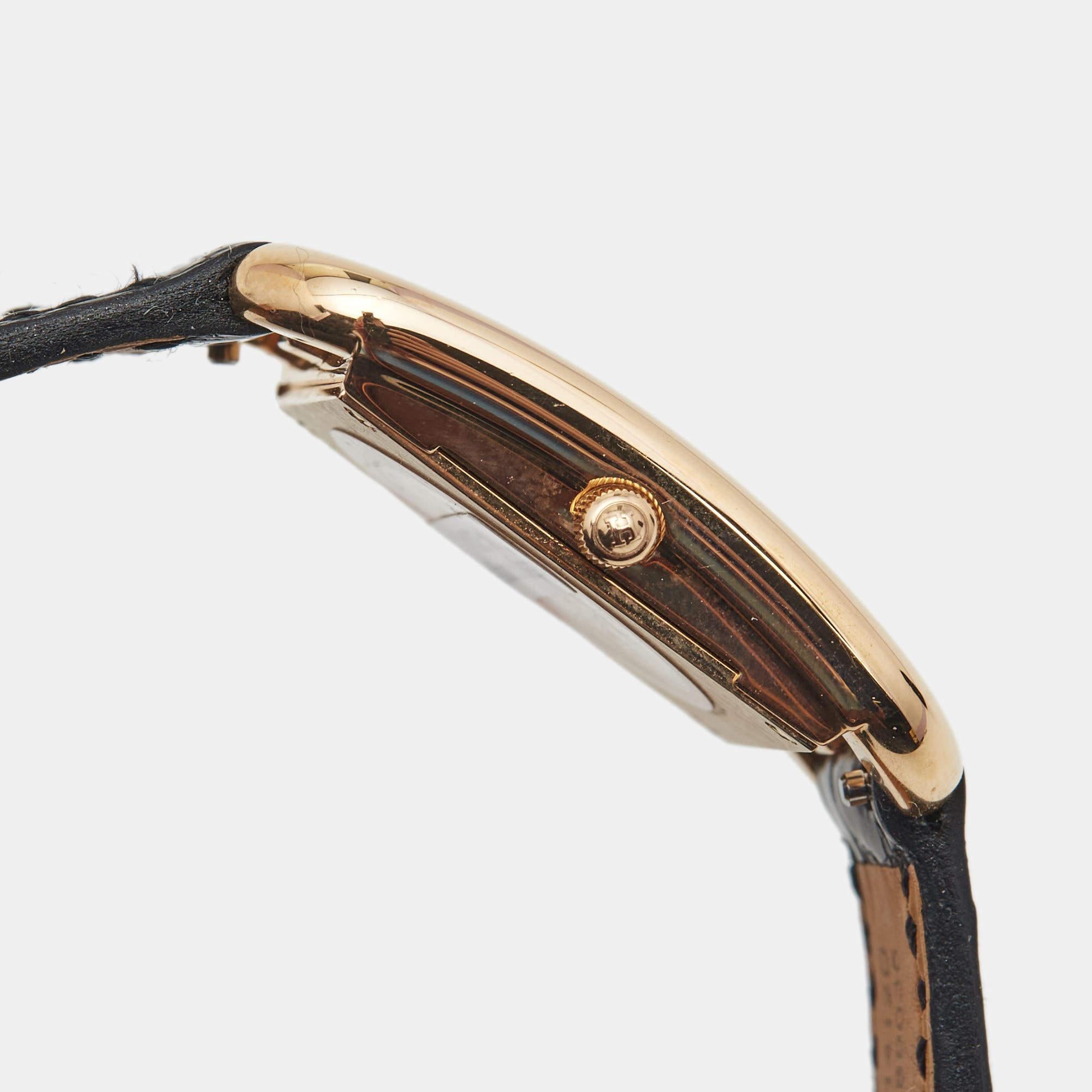 Hermes 18K Rose Gold Diamond Alligator Leather Cape Cod Women's Wristwatch 23 mm In Excellent Condition In Dubai, Al Qouz 2