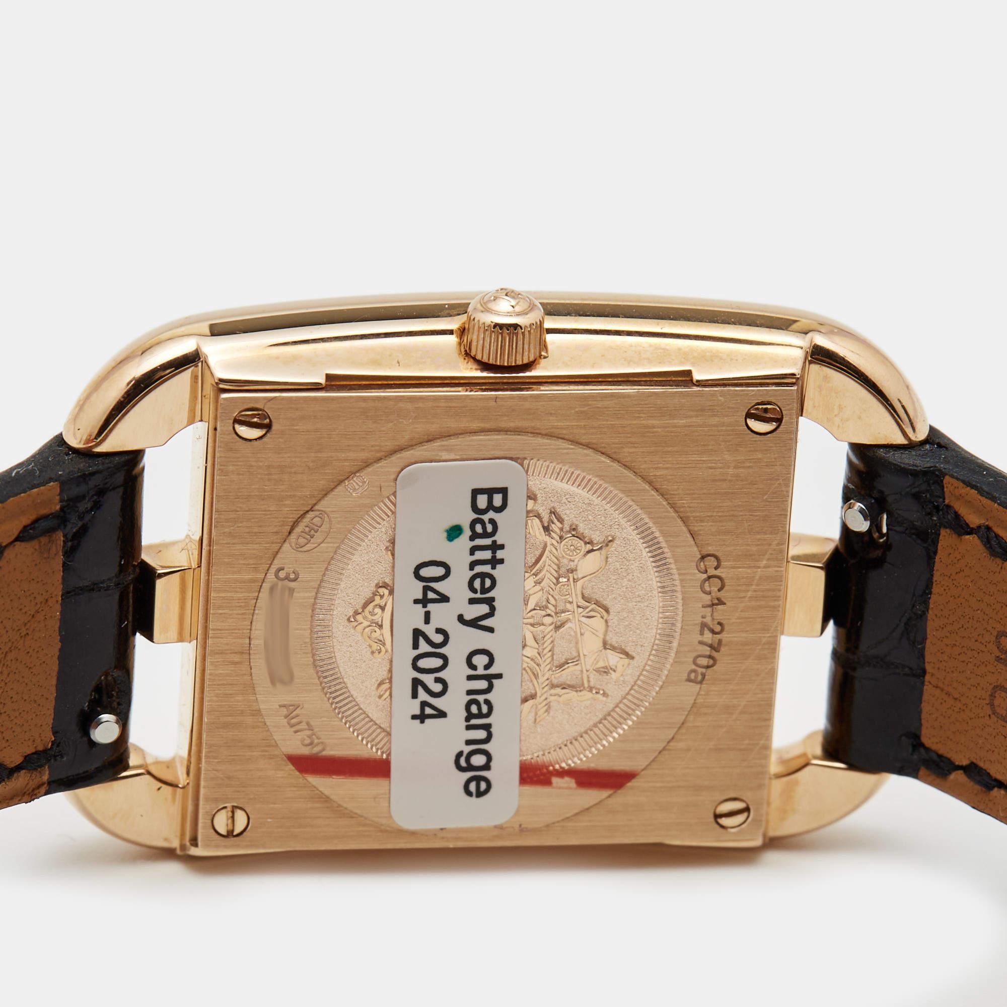 Hermes 18K Rose Gold Diamond Alligator Leather Cape Cod Women's Wristwatch 23 mm 3