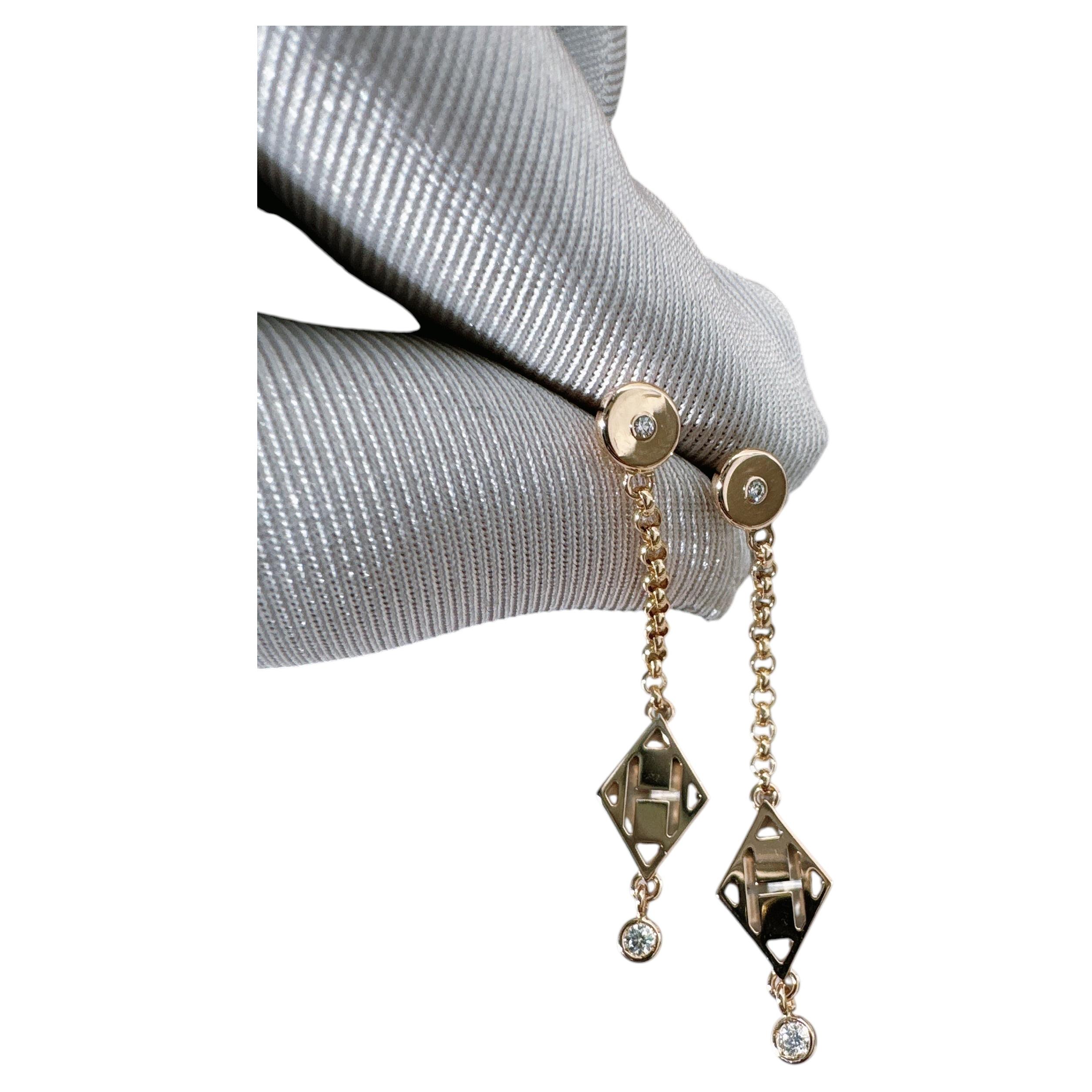 Hermès 18K rose gold Diamond Earrings Gambade H