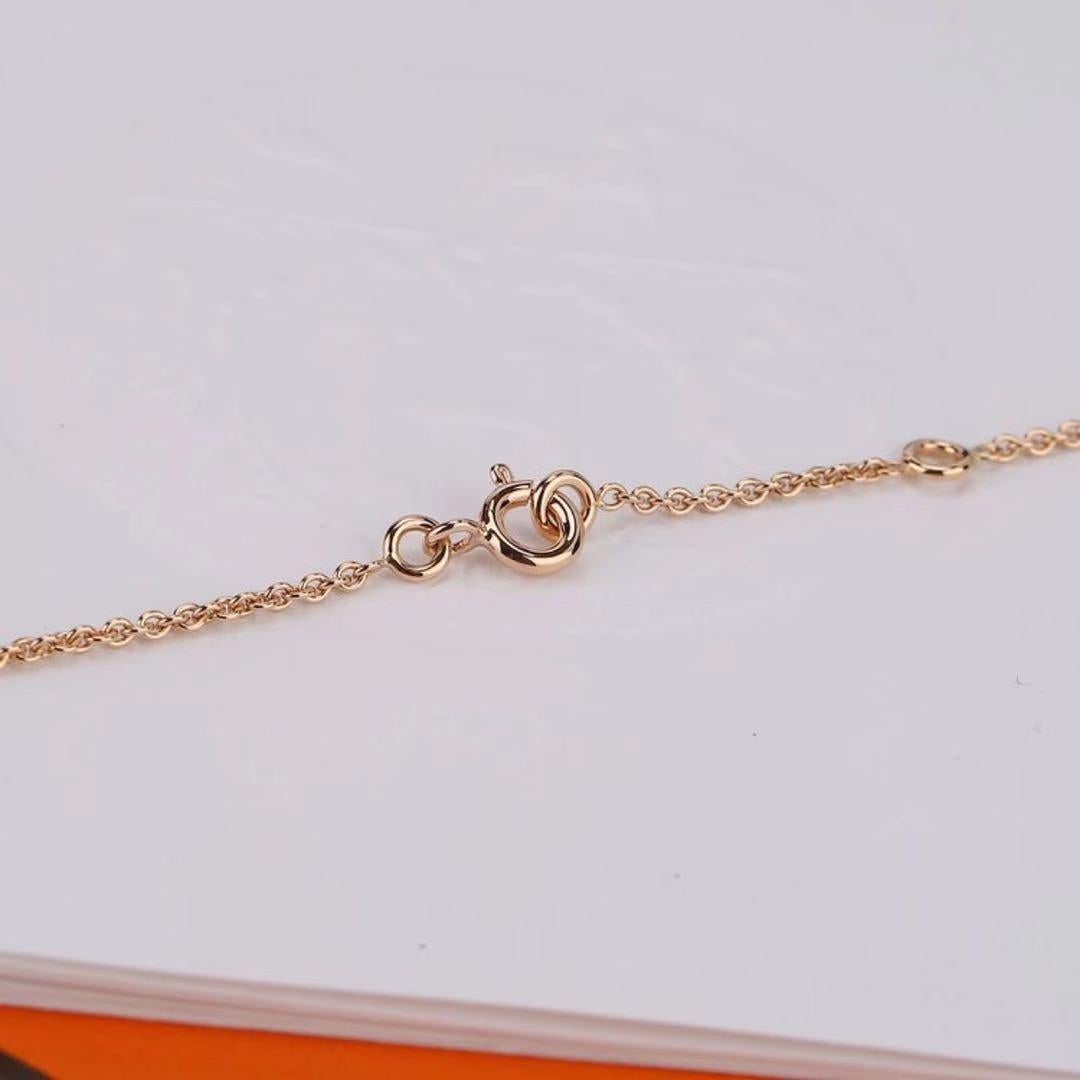 Hermès 18K Rose Gold Diamond Kelly Amulette Pendant Necklace 2