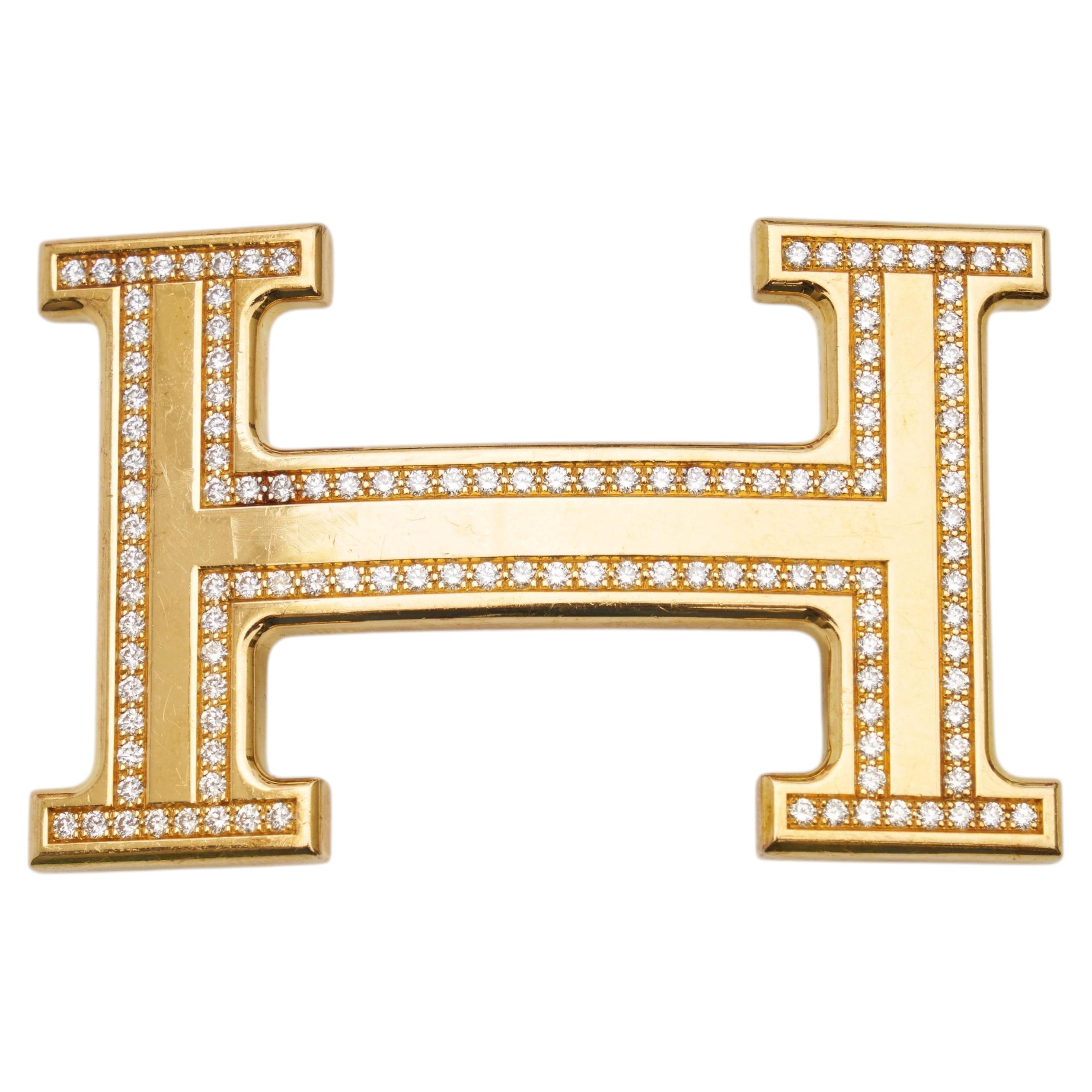 Hermès 18K Gold Diamond Belt Buckle for 32mm Belt