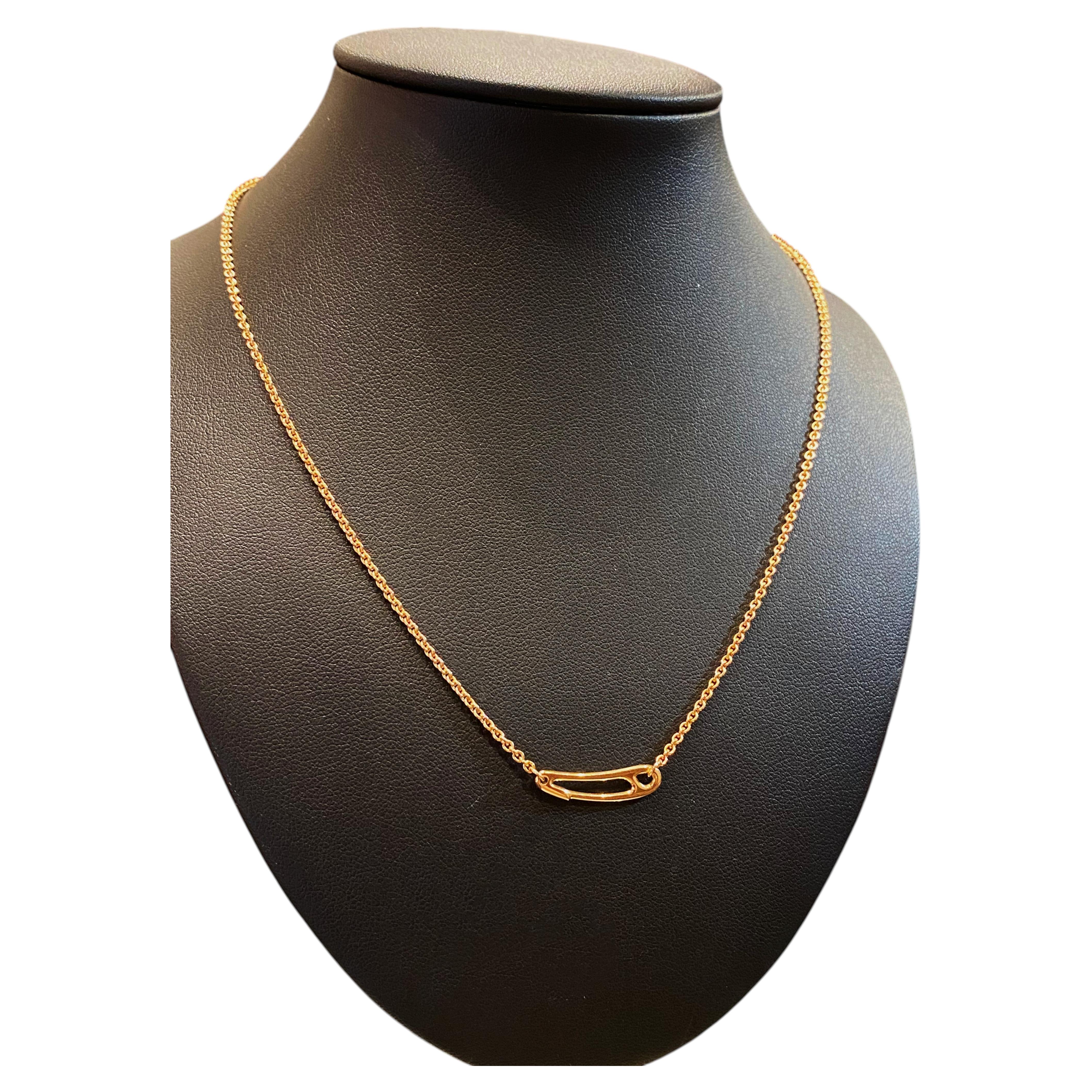 Hermès 18K Rose Gold Échappée Punk Chain Necklace: Safety Pin Link