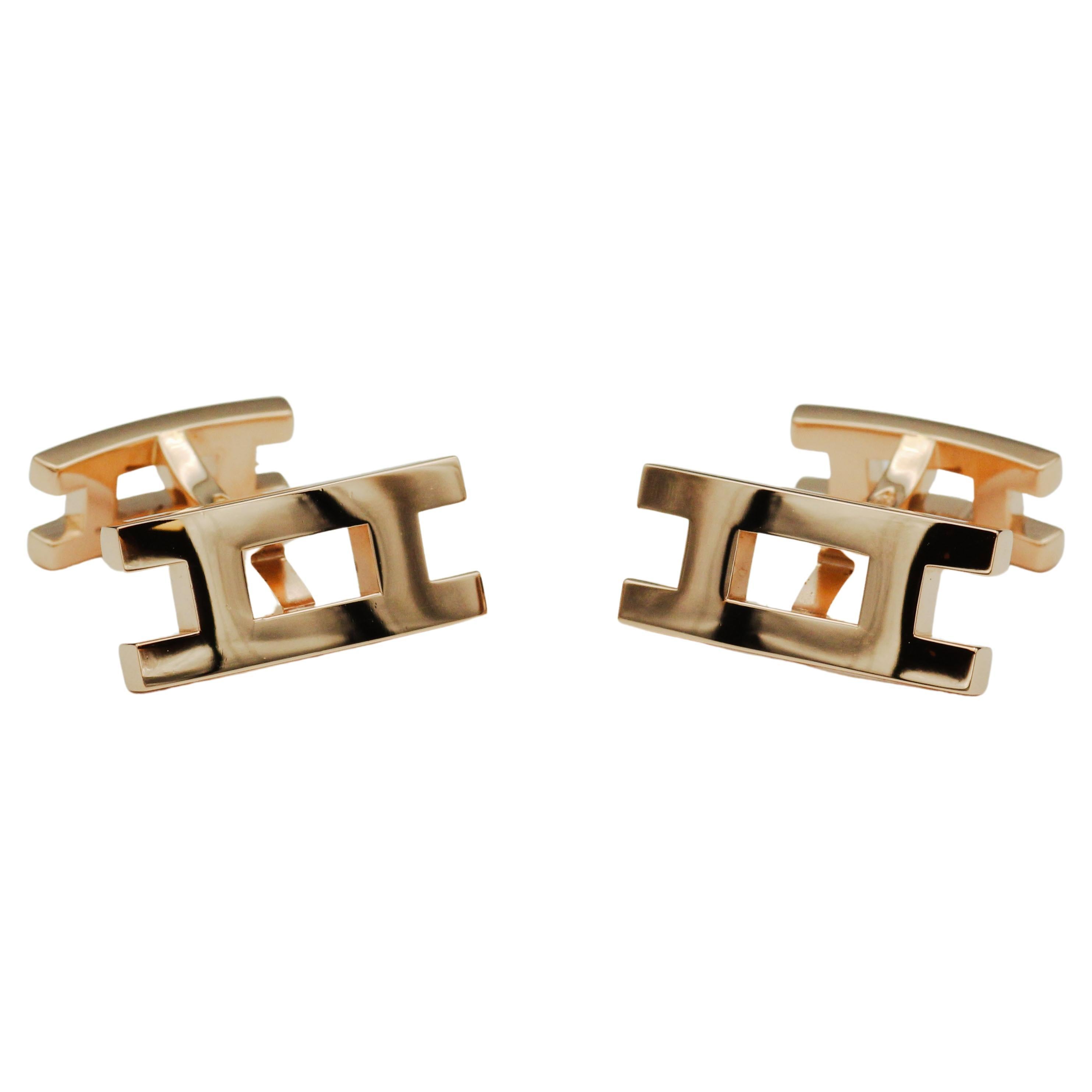 Classic HERMES 18K Gold Knot Cufflinks at 1stDibs