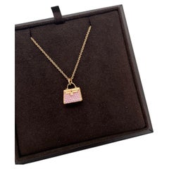 Hermès 18K Rose Gold Pink Sapphires Amulettes Kelly Pendant Necklace