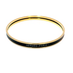 HERMES 18k Rose vergoldet und schwarzem Emaille Uni Armreif