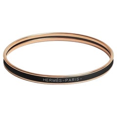 HERMES 18k Rose vergoldet und schwarzem Emaille Uni Armreif