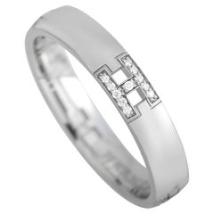 Hermès 18K White Gold Diamond H Band Ring