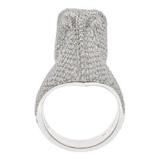 Hermes 18K White Gold Diamond Horse Galop Ring