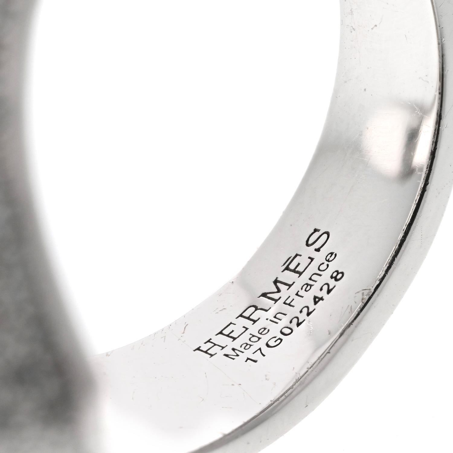 Hermes Horse Galop-Ring, 18 Karat Weißgold Diamant im Angebot 1