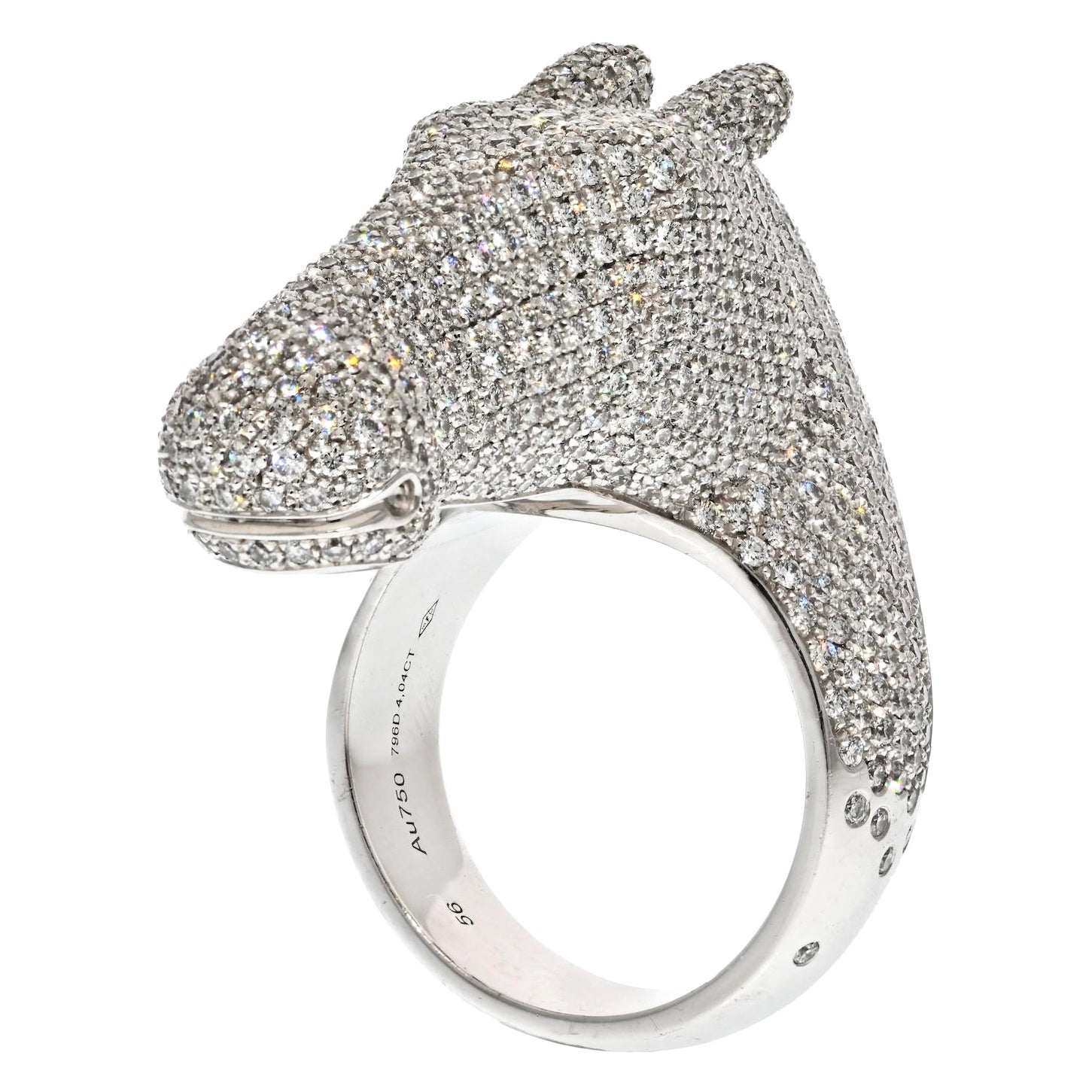 Anello Hermes Horse Galop con diamante in oro bianco 18 carati