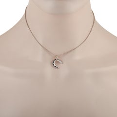 Hermès 18k White Gold Diamond Horseshoe Necklace