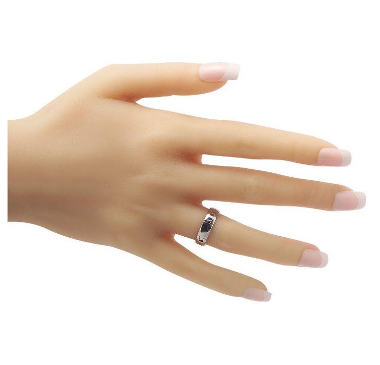 Hermes 18k White Gold H Band Ring For Sale at 1stDibs