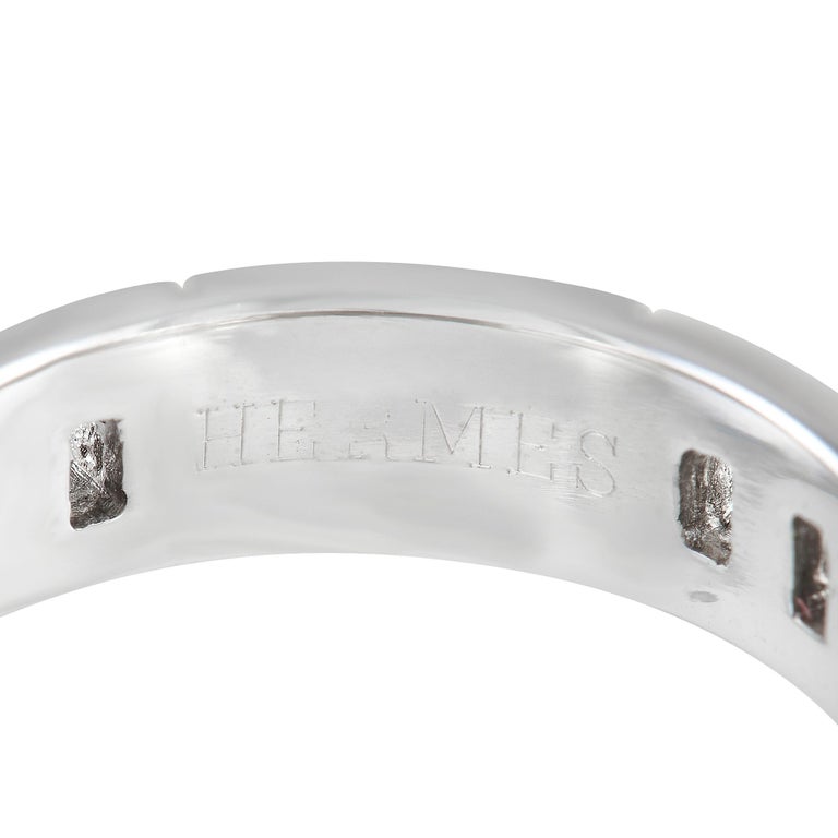 Hermes 18k White Gold H Band Ring For Sale at 1stDibs