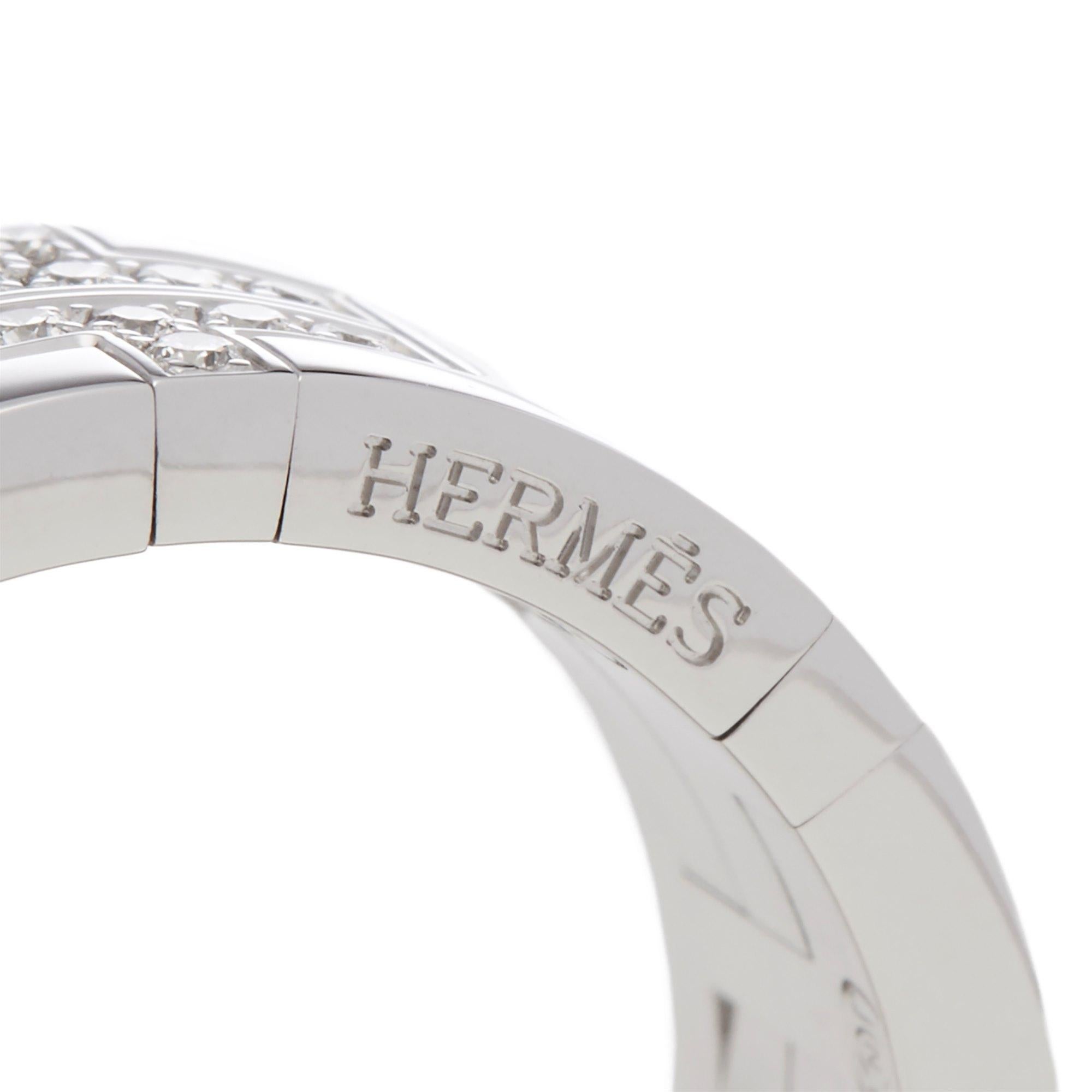 Contemporary Hermès 18 Karat White Gold Kilim Diamond Ring