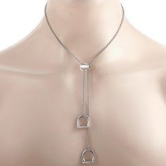 Hermès 18K White Gold Stirrup Lariat Necklace