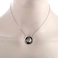 Hermès 18 Karat White Gold Three H Circle Pendant Necklace